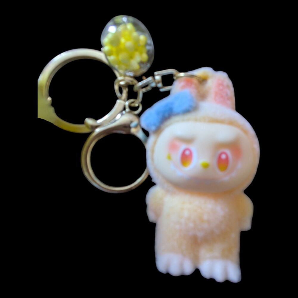 Labubu Keychain Bag Charm Yellow Pom Pom - Picture 3 of 4